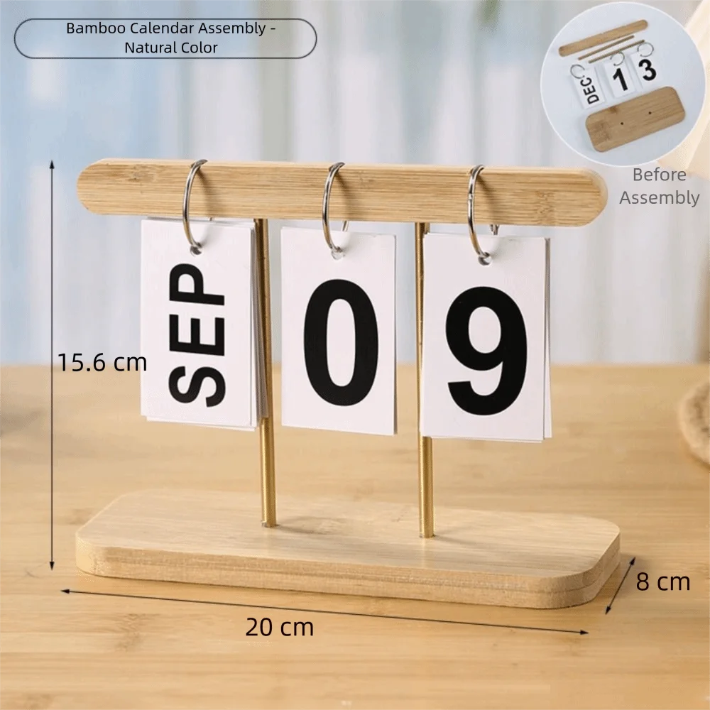 Wooden Flip Desk Calendar – Minimalist Perpetual Home Decor