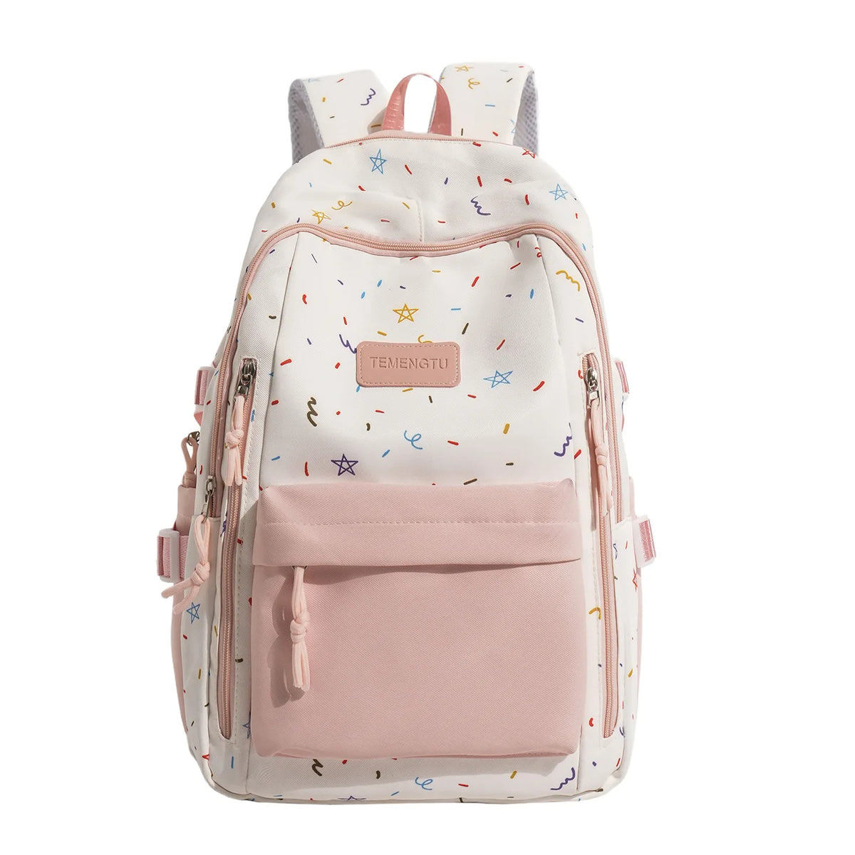 Japanese Color-Block Canvas Backpack for Teen Girls | School Bag Canvas School Backpack Nixie Pink