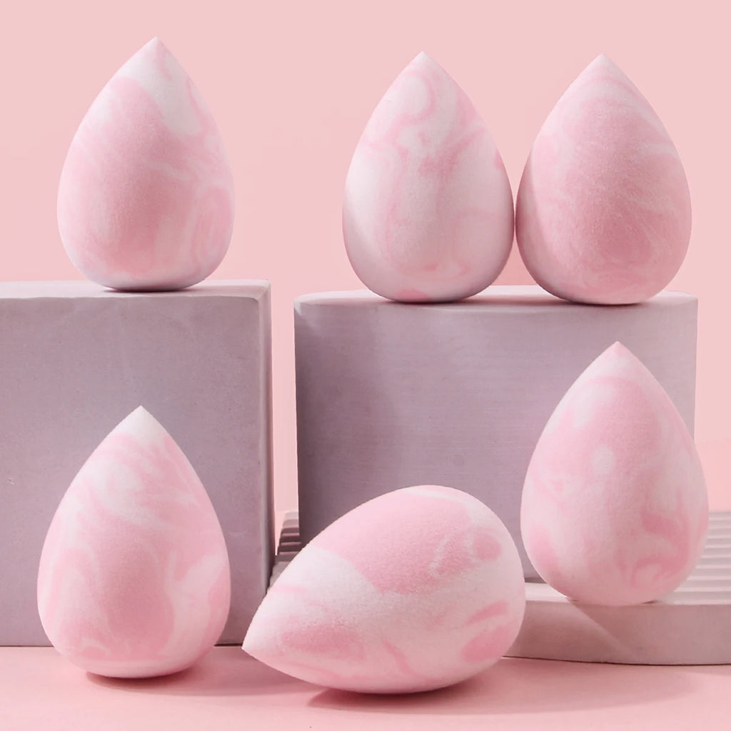 6PCS Makeup Sponge Powder Puff Set – Dry & Wet Beauty Eggs Makeup Sponge Set Nixie Pink
