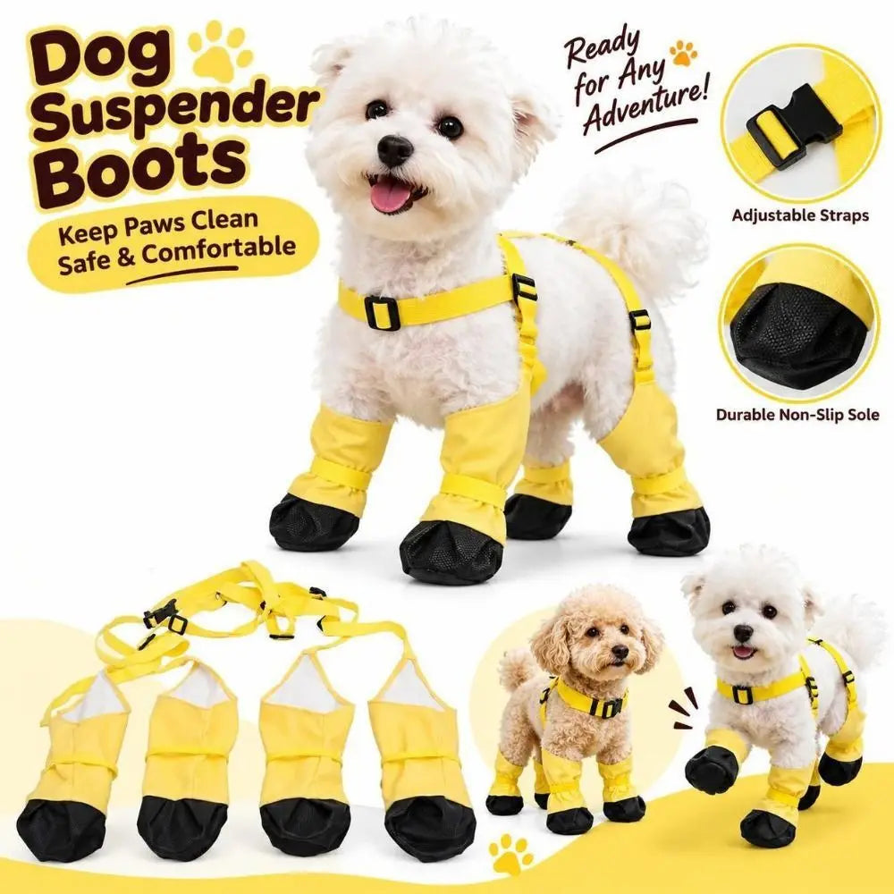 Waterproof Dog Suspender Boots | Anti-Slip Rain Paw Protectors