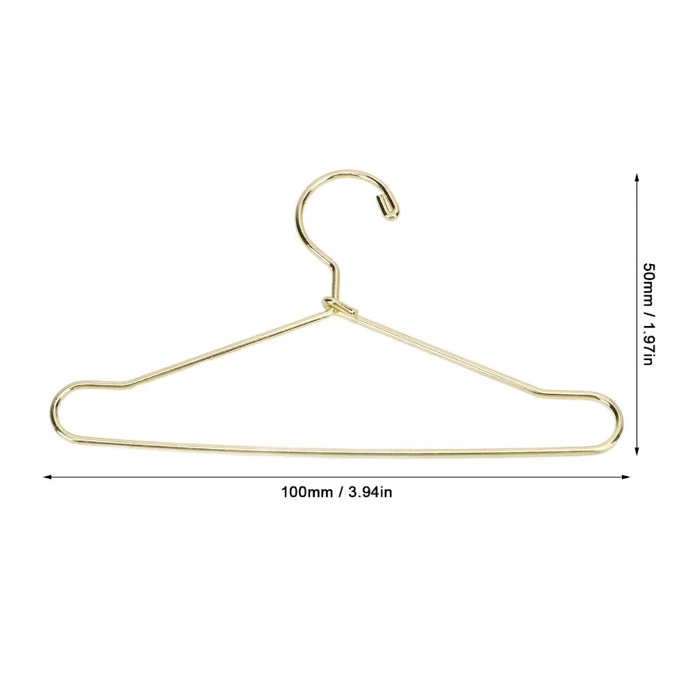 10pcs Mini Dollhouse Clothes Hangers – Gold & Rose Gold Steel Dollhouse Accessories Nixie