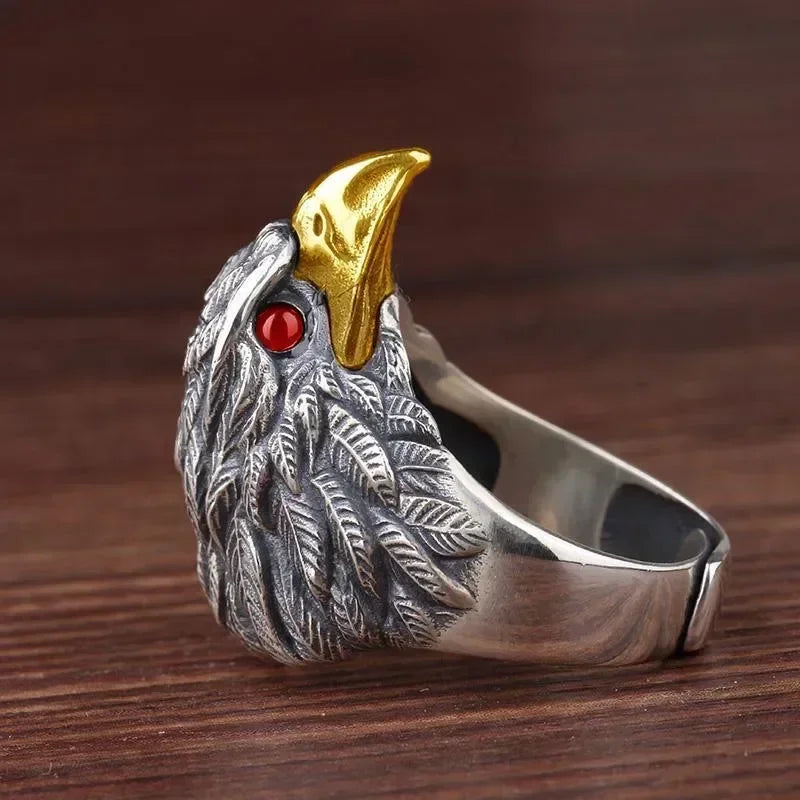 Eagle Head Punk Adjustable Ring – Zinc Alloy Silver-Plated Fashion Ring Nixie
