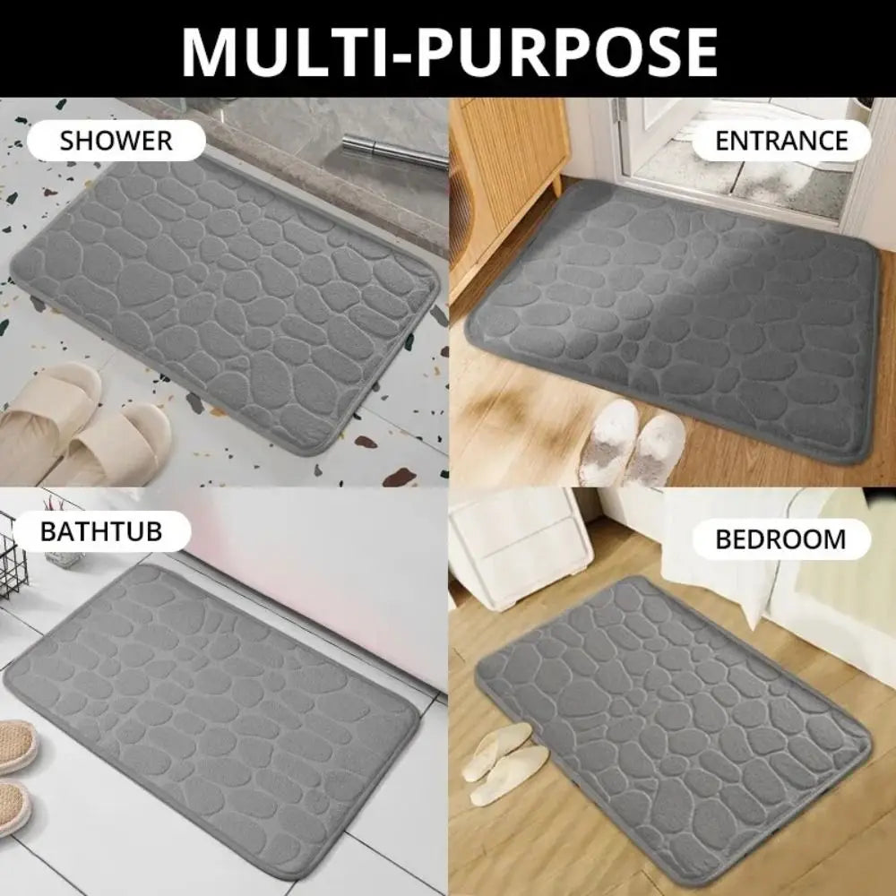 Cobblestone Bath Mat – Non-Slip Absorbent Microfiber Shower Rug