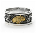 Tiger Head Zinc Alloy Punk Adjustable Ring – Silver Unisex Fashion Ring Nixie 2 WHITE