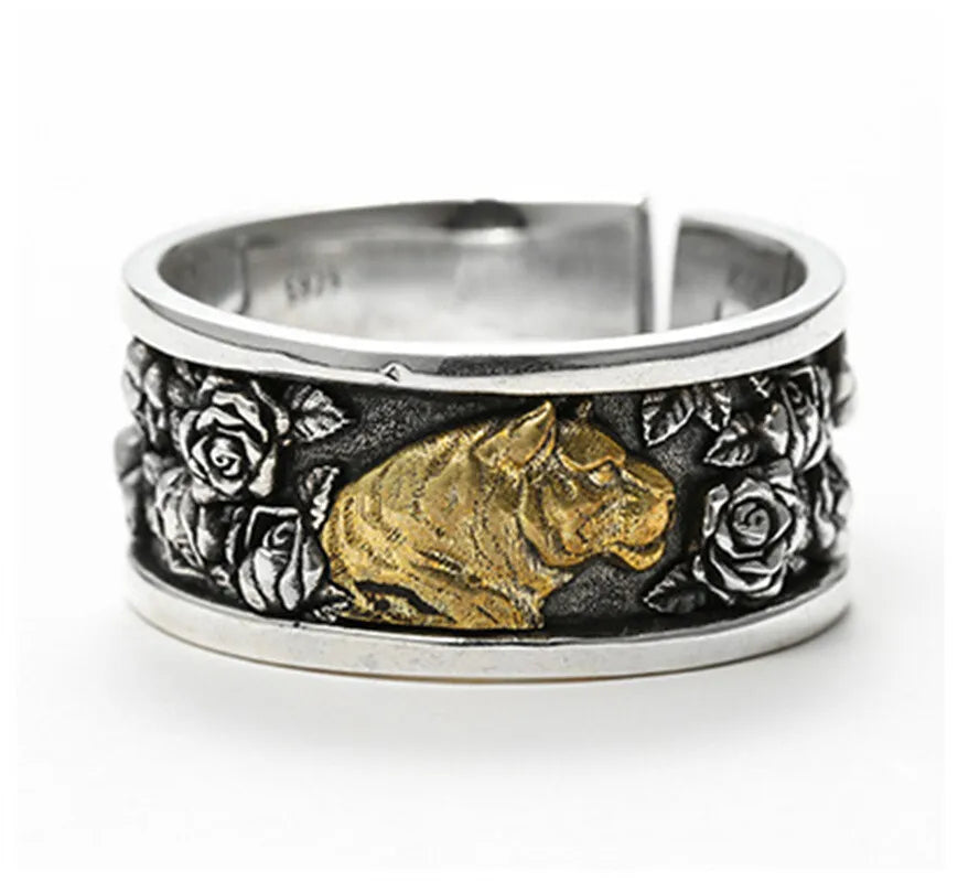 Tiger Head Zinc Alloy Punk Adjustable Ring – Silver Unisex Fashion Ring Nixie 2 WHITE
