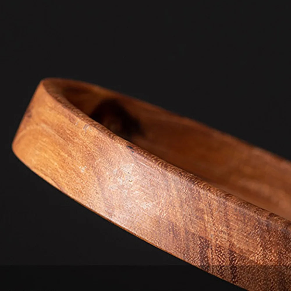 Round Wooden Tea Tray U-Shaped Opening | Multipurpose Serving Tray