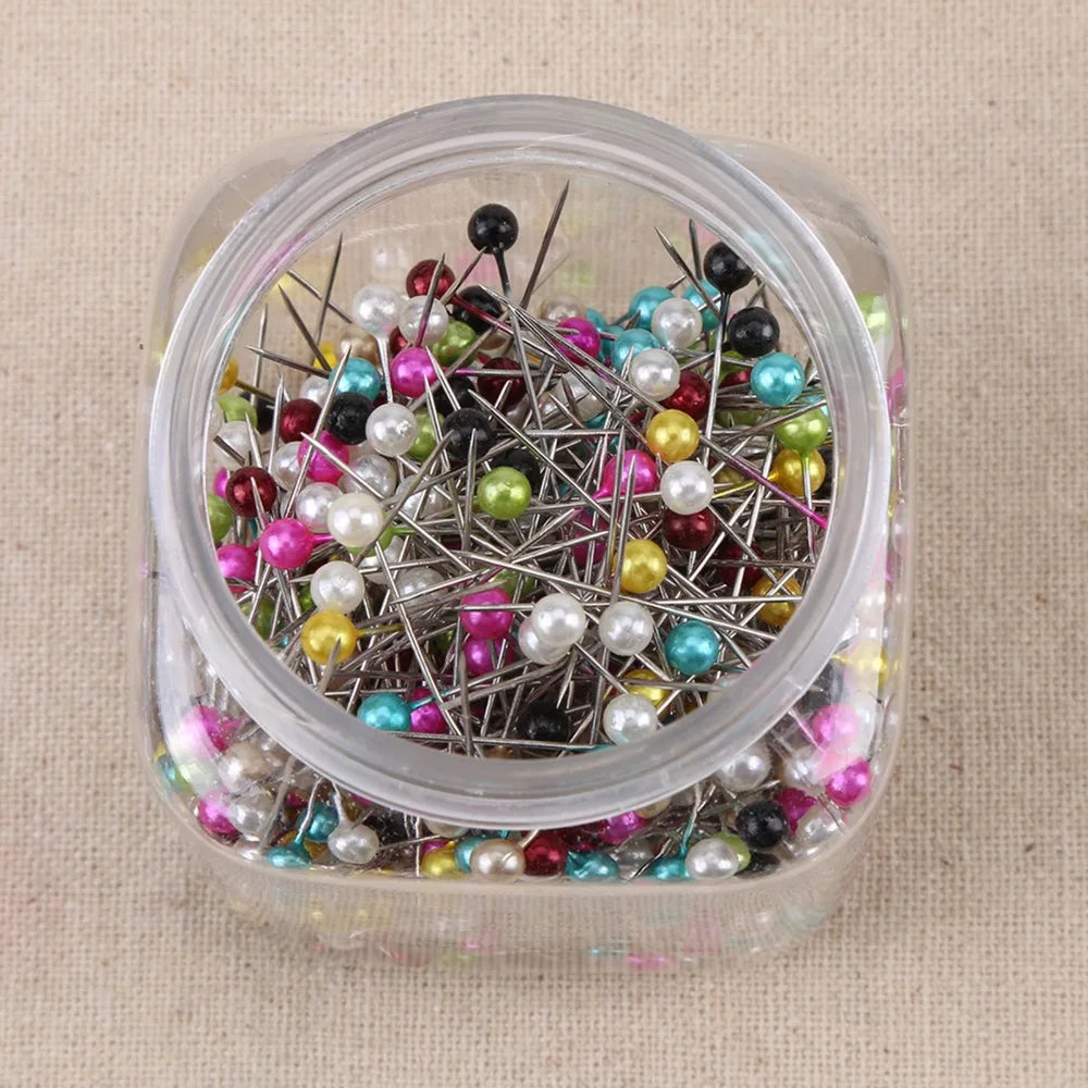 500pcs Pearl Head Sewing Pins with Pin Cushion Box – Colorful Sewing Pins Set Nixie