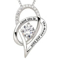 Silver "I Love You to the Moon" Heart CZ Pendant Necklace Pendant Necklace Nixie Steel color