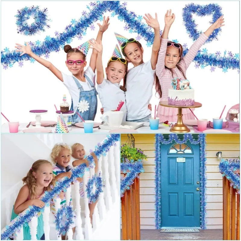 2M Blue Purple Snowflake Tinsel Garland – Christmas Party Decor Christmas Tinsel Garland Nixie