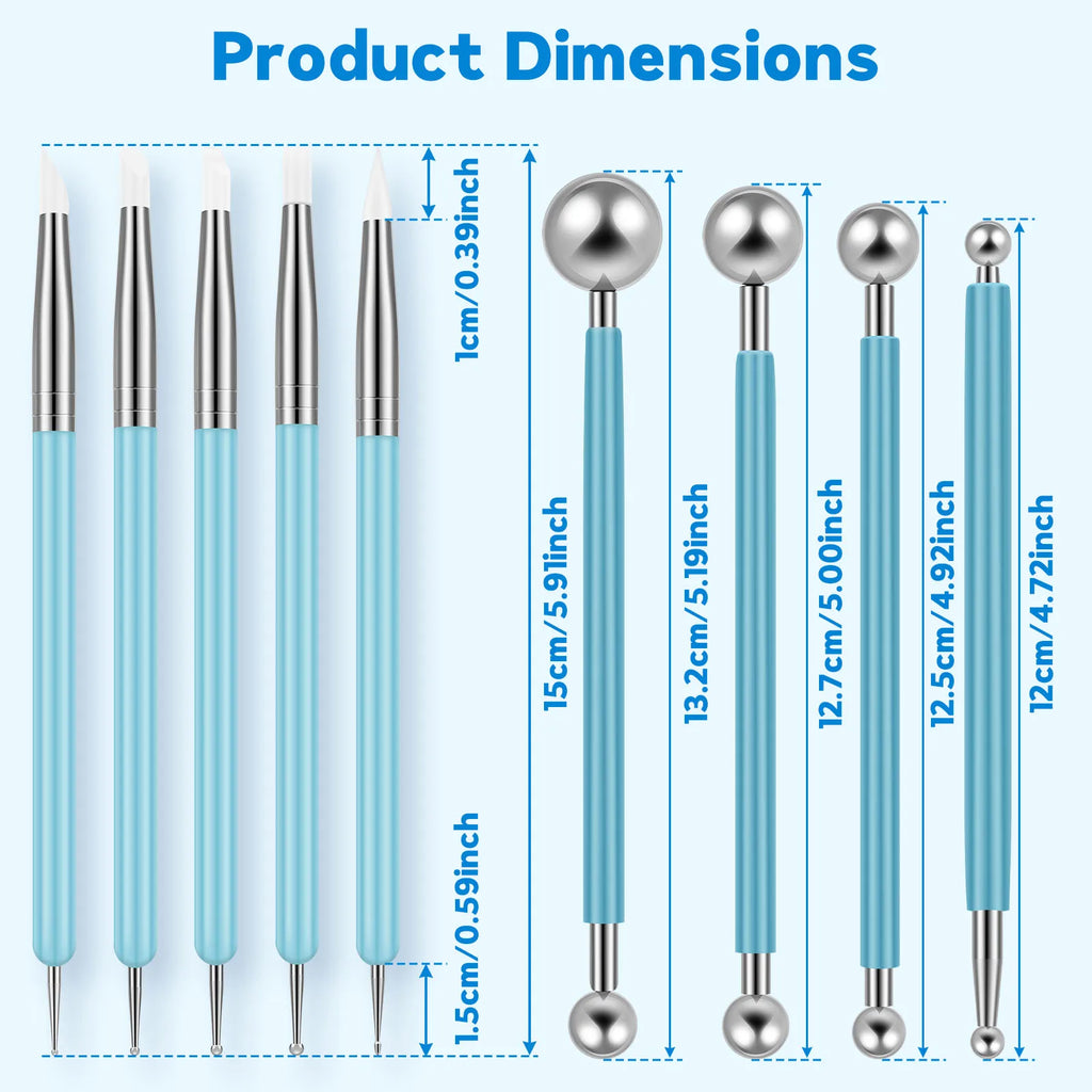 5pc Dual-End Clay Sculpting & Dotting Tools Set – Nail Art Clay Sculpting Tool Set Nixie