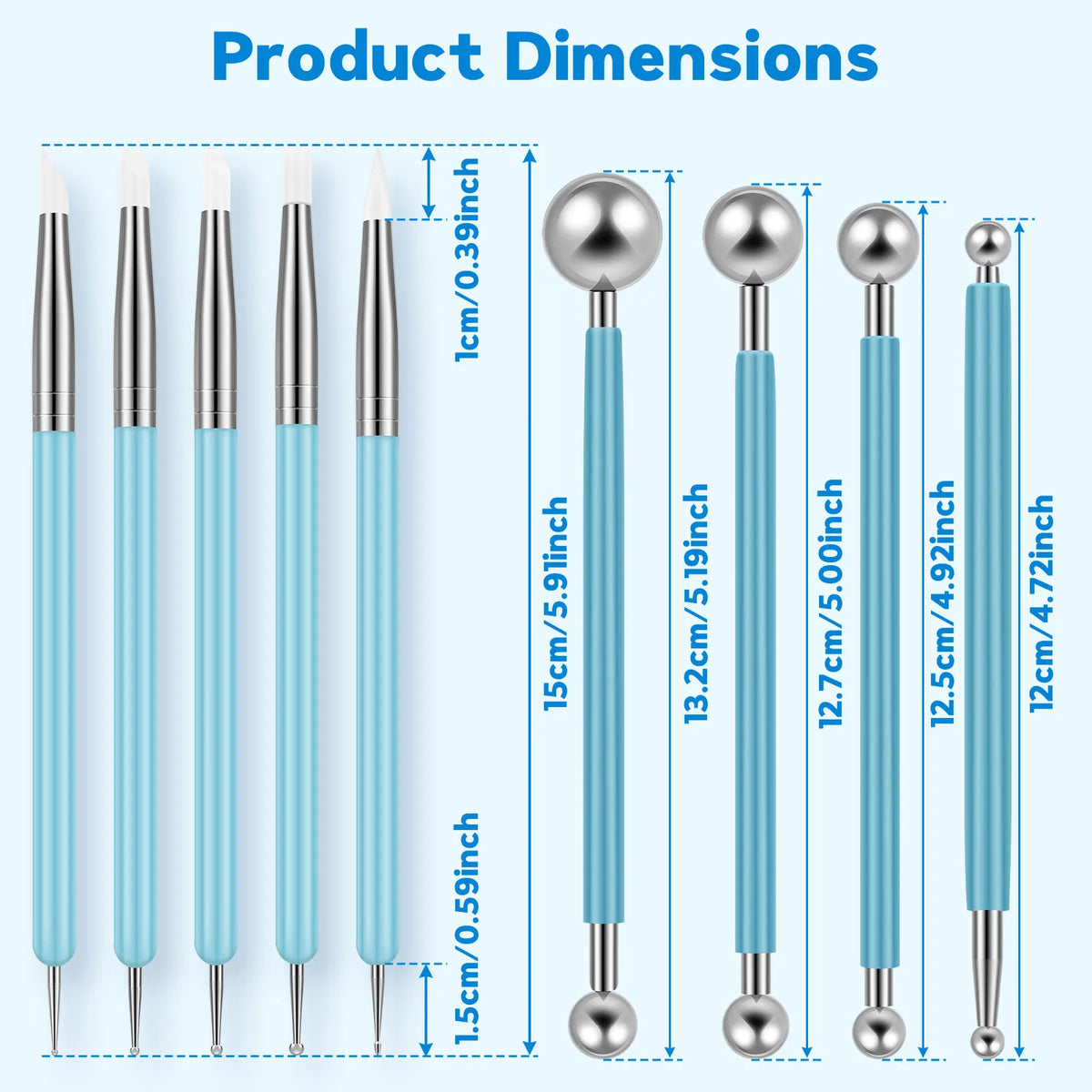 5pc Dual-End Clay Sculpting & Dotting Tools Set – Nail Art Clay Sculpting Tool Set Nixie