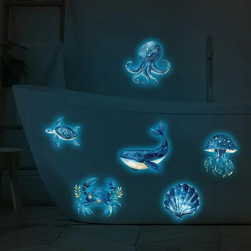 Glow in the Dark Marine Life Wall Stickers & Toilet Decals Wall Decal Sticker Nixie