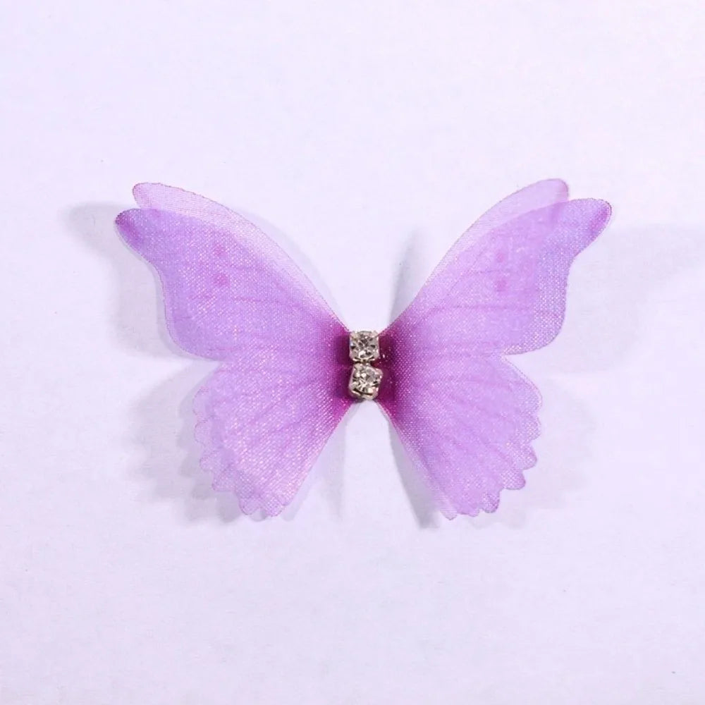 50Pcs 3D Organza Butterfly Appliques – Colorful Mesh Patches Fabric Appliques Nixie