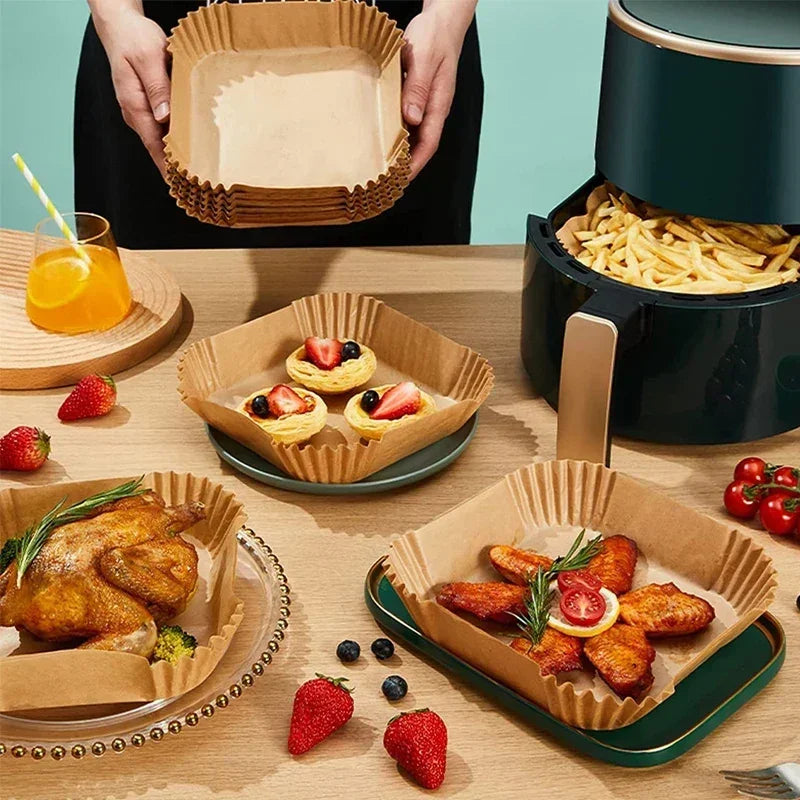 100/200Pcs Disposable Square Air Fryer Liners Non-Stick Baking Paper Air Fryer Liner Nixie