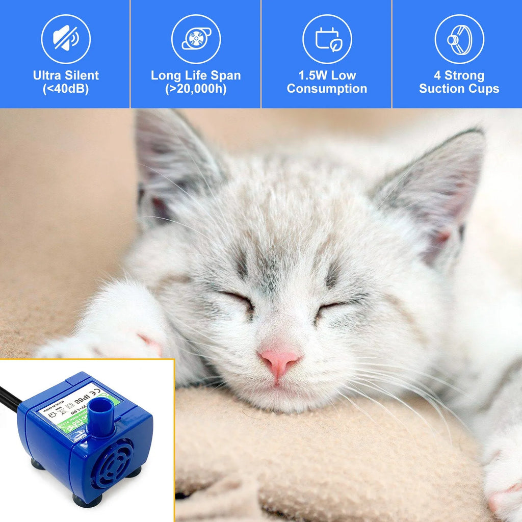 Cat Water Fountain with LED Light & Replacement Pump