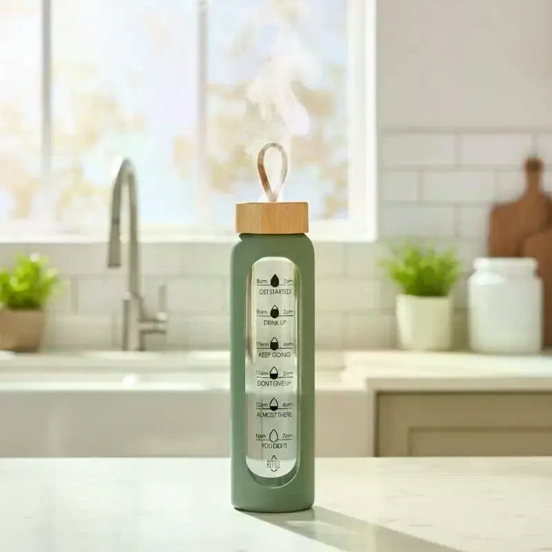 1L Borosilicate Glass Water Bottle – BPA-Free & Leakproof Glass Water Bottle Nixie