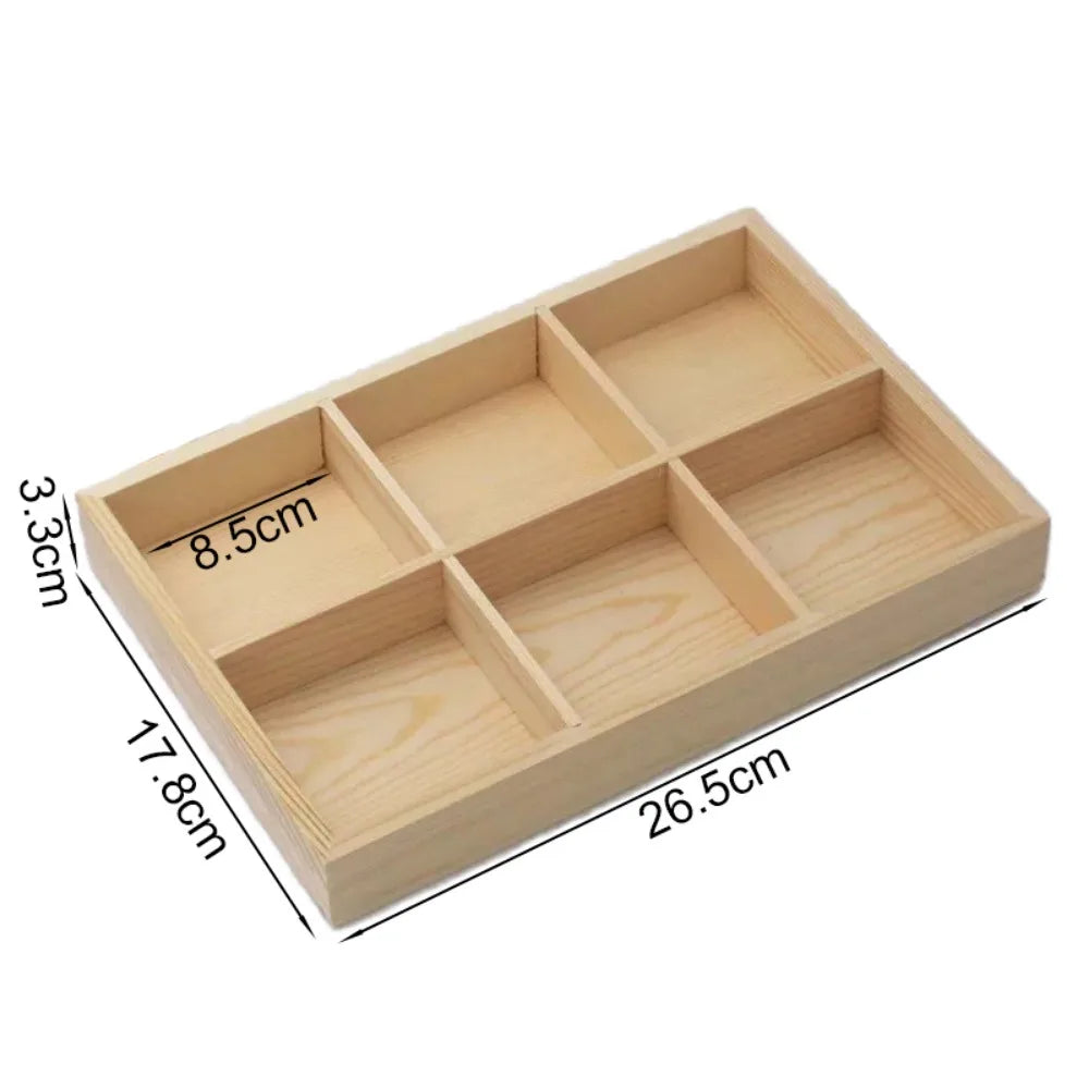 Multi-Grid Wood Succulent Tray & Desktop Organizer Holder Wood Planter Tray Nixie 8.5-8.5cm-6grids