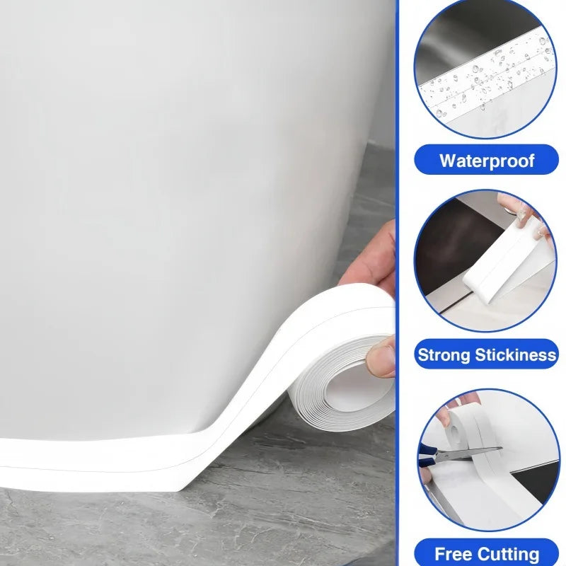 5M Waterproof Self-Adhesive PVC Caulk Tape – Kitchen & Bath Seal Waterproof Caulk Tape Nixie