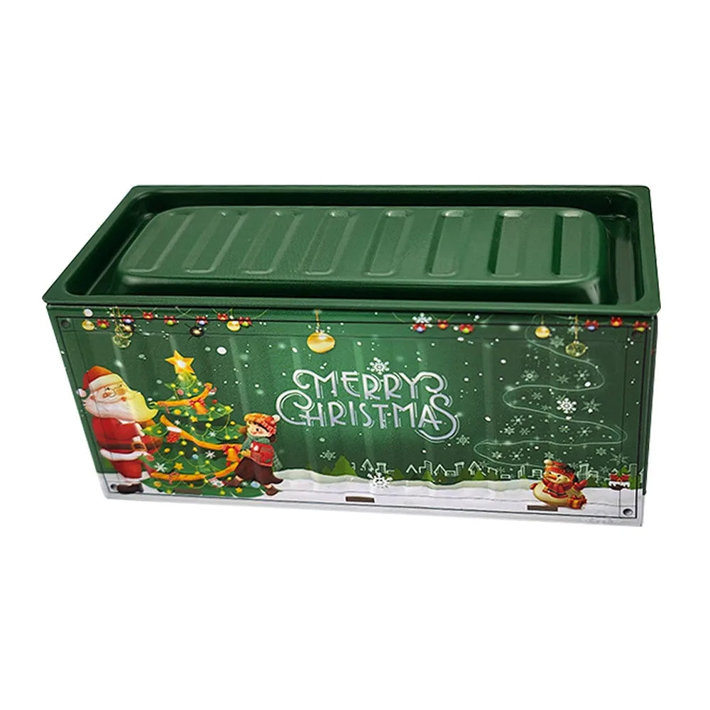 Vintage Christmas Tin Box | Retro Industrial Mini Storage