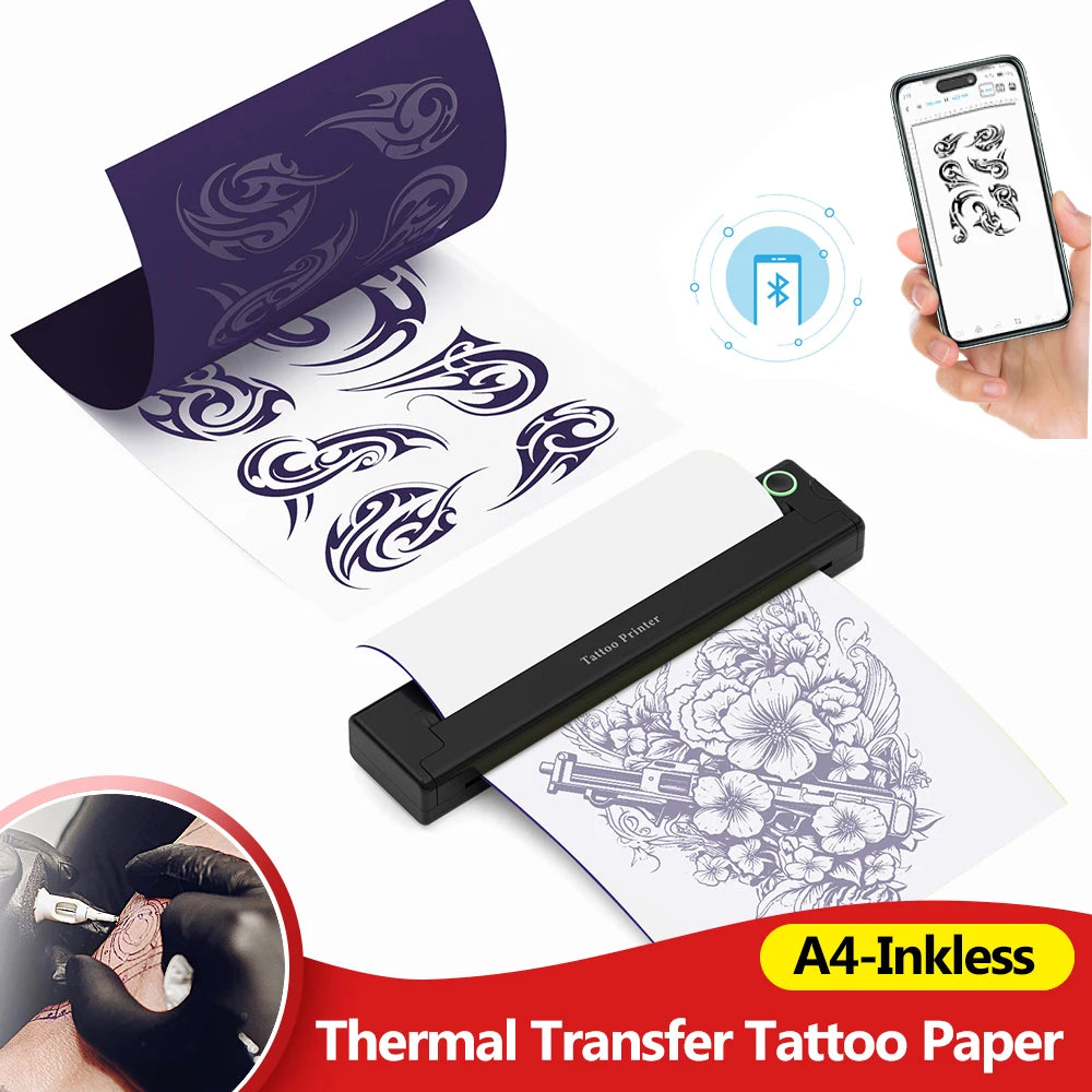 INSTOFC Mini A4 Wireless Bluetooth Tattoo Stencil Printer