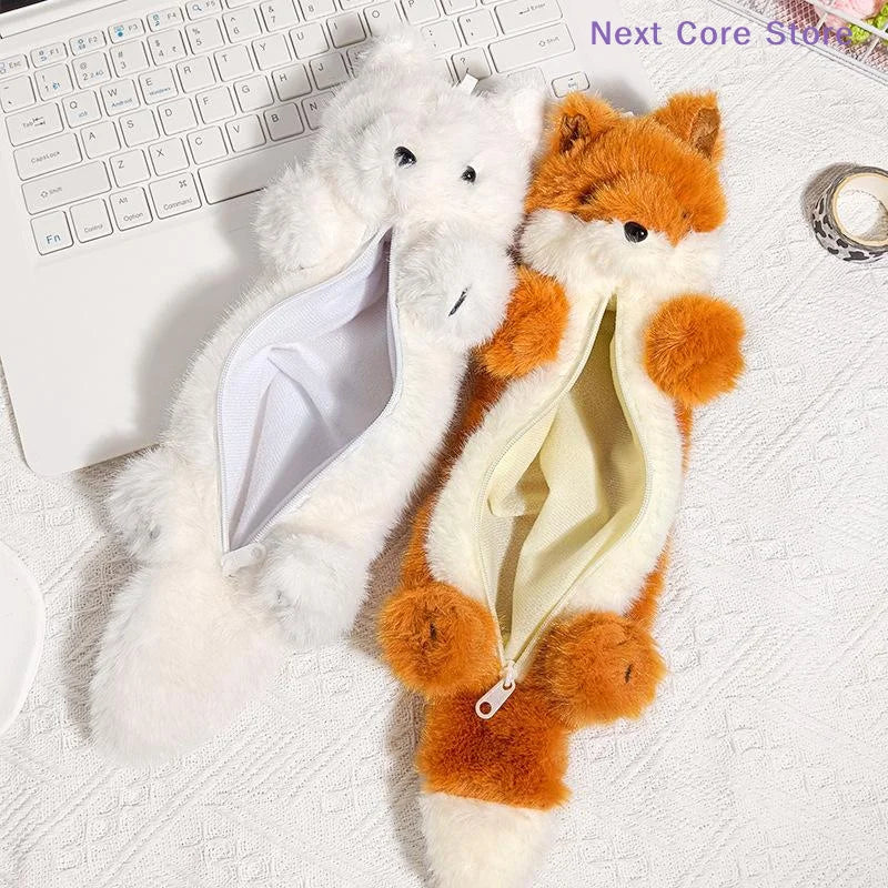 Cute Cartoon Animal Plush Pencil Pouch | Fun Student Stationery Plush Pencil Case Nixie