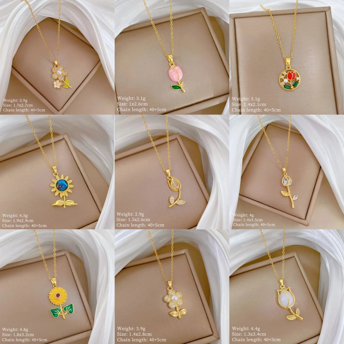 Copper Flower Pendant Choker Necklace – Gold Zircon Women Pendant Necklace Nixie