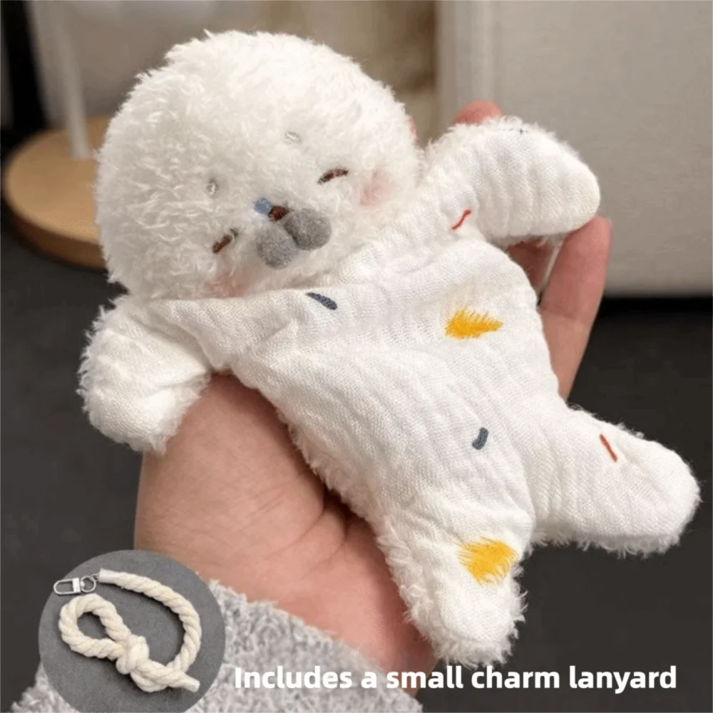 Cute Seal Plush Bean Bag Hanging Rope Doll – Squishy Gift Plush Bean Bag Toy Nixie Lying Flat leopard