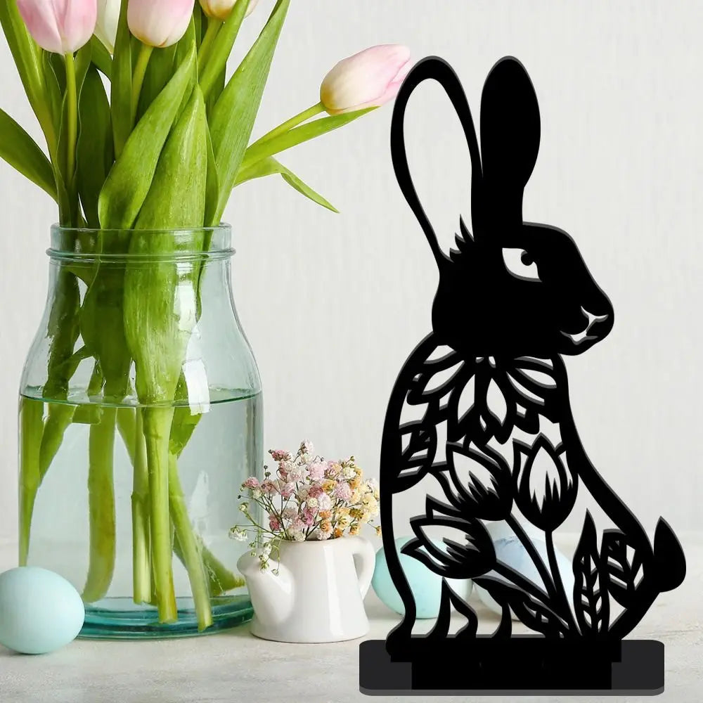 Cartoon Rabbit Easter Acrylic Hollow Figurine Desktop Ornament Easter Decorative Figurine Nixie