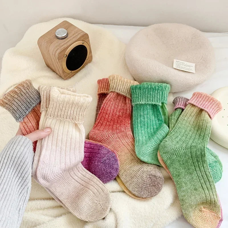 Women's Thick Thermal Gradient Knit Socks – 2 Pairs