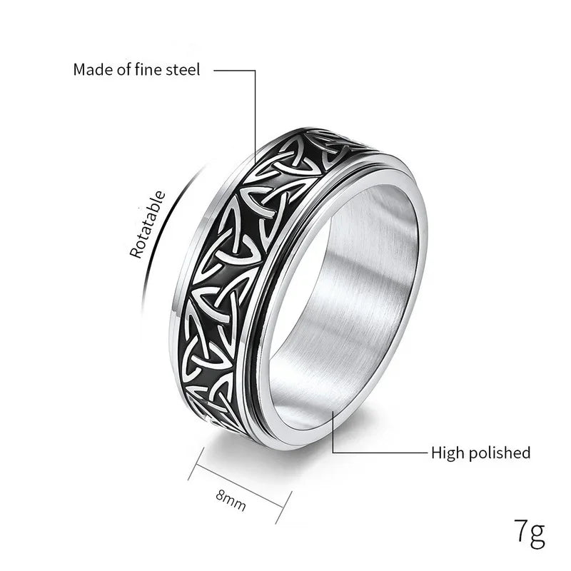 Rotatable Stainless Steel Retro Gold Triangle Knot Ring Sizes 6–11 Fashion Ring Nixie
