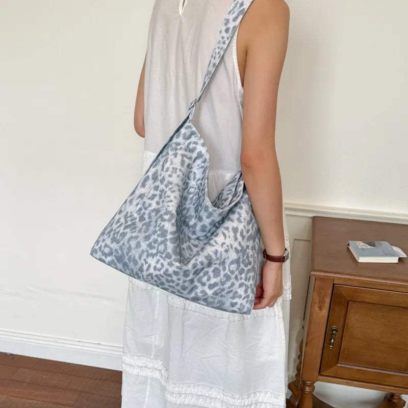 Korean Leopard Print Canvas Tote Bag – Large Capacity Women Canvas Tote Bag Nixie