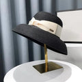 Women's Wide Brim Straw Sun Hat – UV Protection Beach Hat Straw Sun Hat Nixie Black