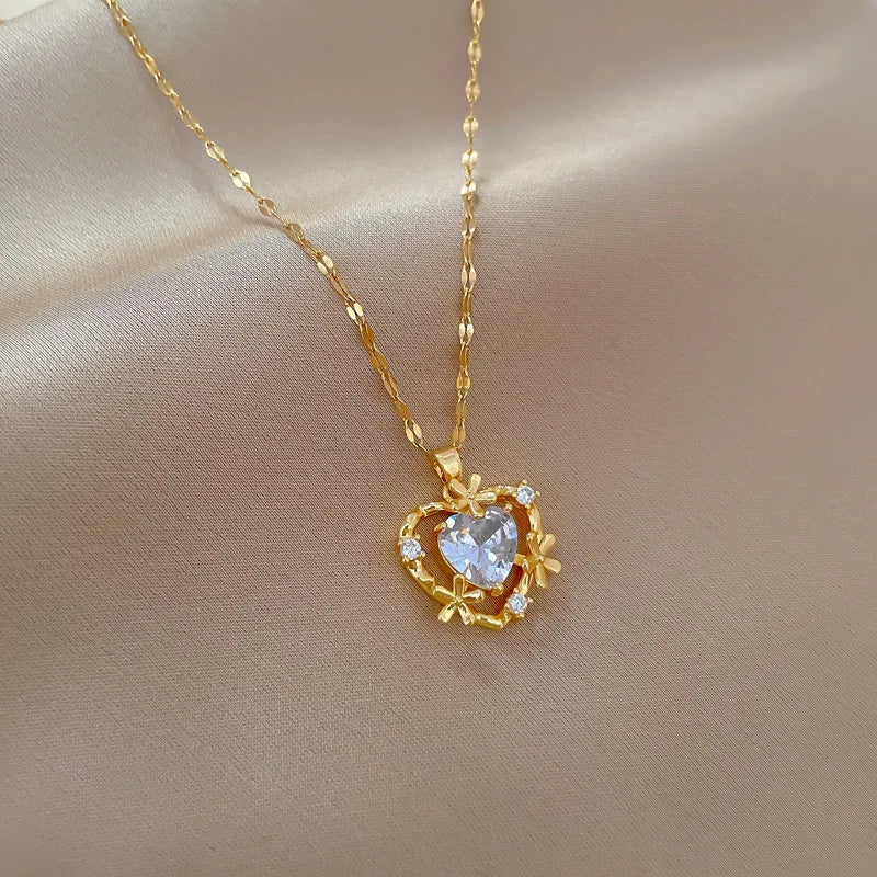 Heart Pendant Necklace Women – Gold Stainless Steel Choker Pendant Necklace Nixie