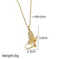 Butterfly Pendant Necklace Gold-Plated Zircon Clavicle Chain
