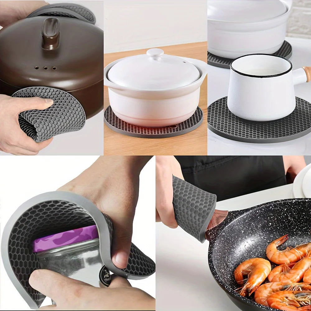4-Piece Silicone Trivets – Hot Pads & Pot Holders for Kitchen Silicone Trivet Set Nixie