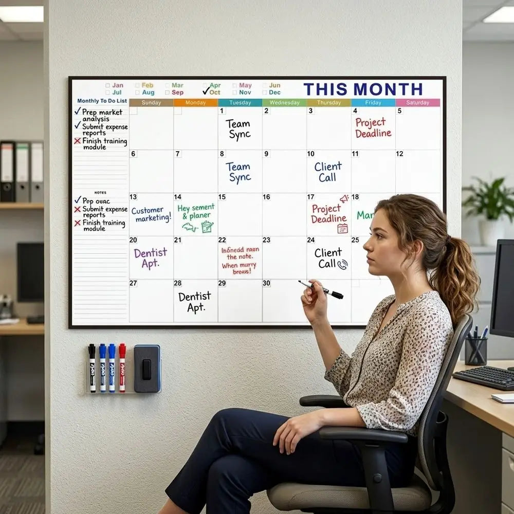 Reusable Dry Erase Monthly Planner Calendar Board 32x48in Whiteboard Planner Calendar Nixie