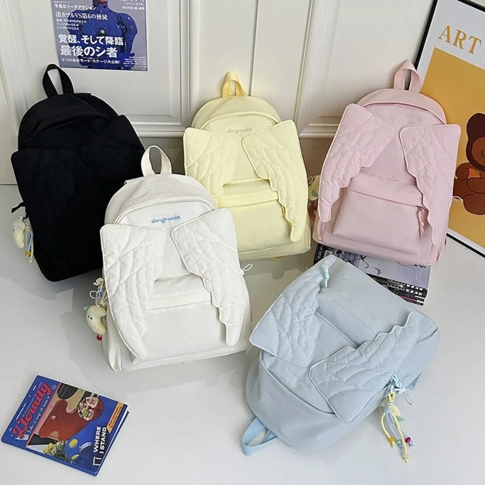 Angel Wing Y2K Embroidered Backpack – Lightweight Nylon Bag