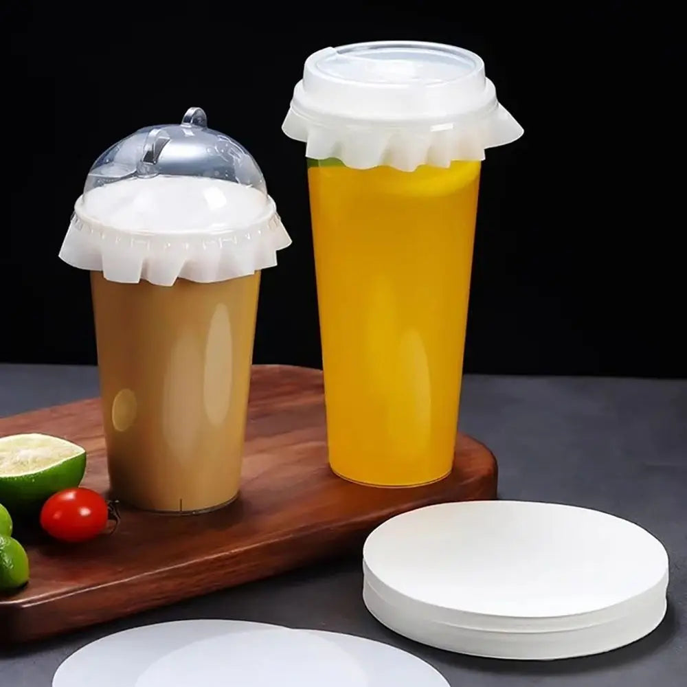 500Pcs Disposable Leakproof Sealing Paper for Beverage Cups Cup Sealing Paper Nixie