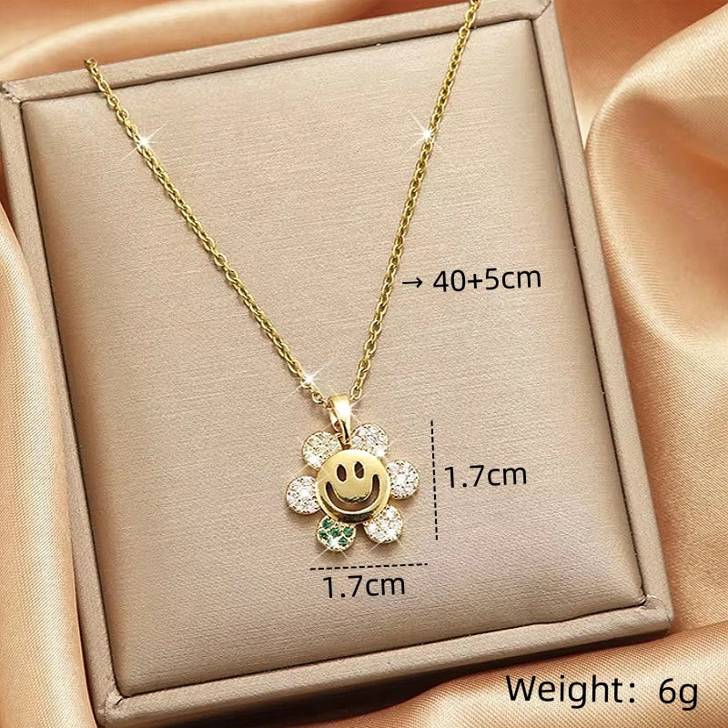 Sunflower Pendant Necklace – Gold Copper & Zircon for Women Pendant Necklace Nixie