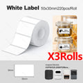 3-Roll Thermal Labels for Marklife P50 – White & Transparent Thermal Label Rolls Nixie White 50x30mm