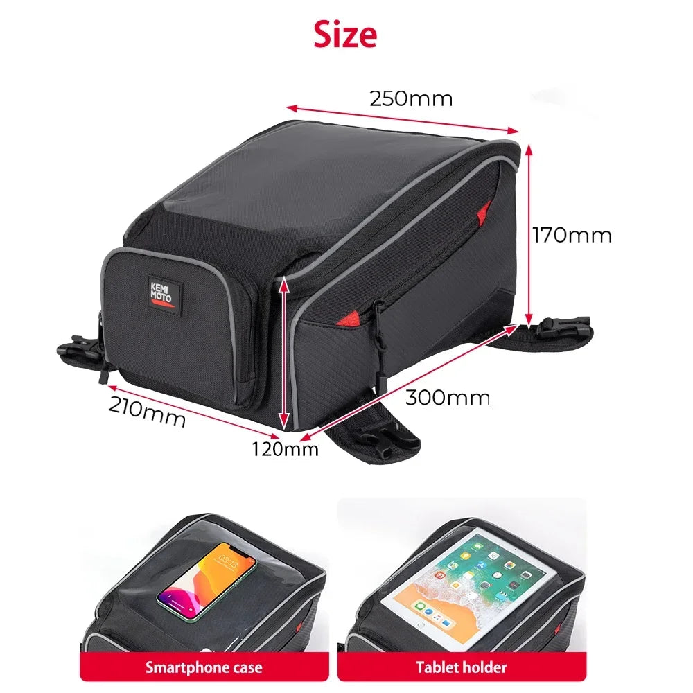 KEMITOUR Motorcycle Tank Bag Waterproof Touchscreen Universal Motorcycle Tank Bag Nixie