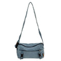 Washed Denim Canvas Cylinder Crossbody Bag for Women Crossbody Cylinder Bag Nixie Light Blue (No Charm