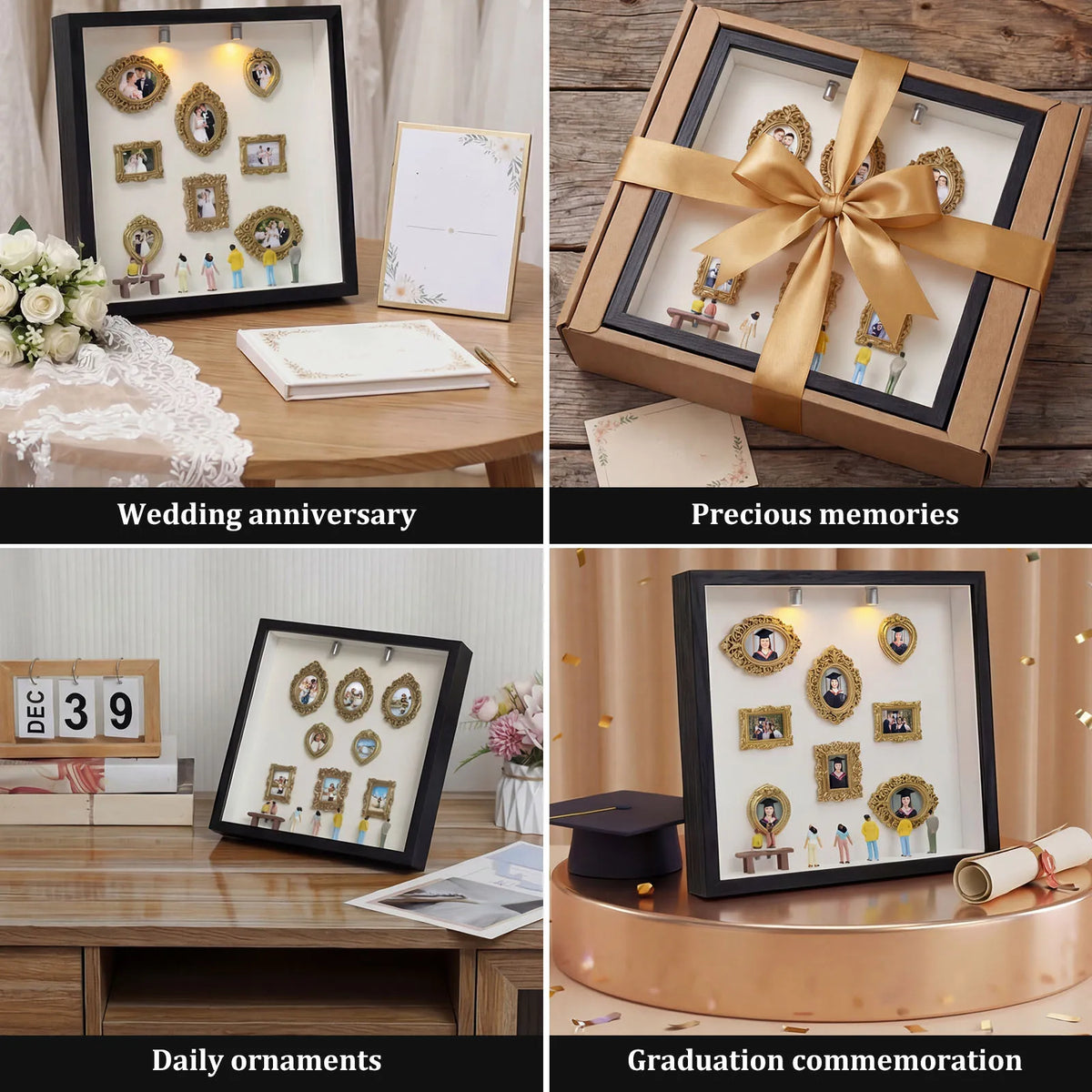DIY Mini Museum Shadow Box Kit with Gold Frames | Nixie