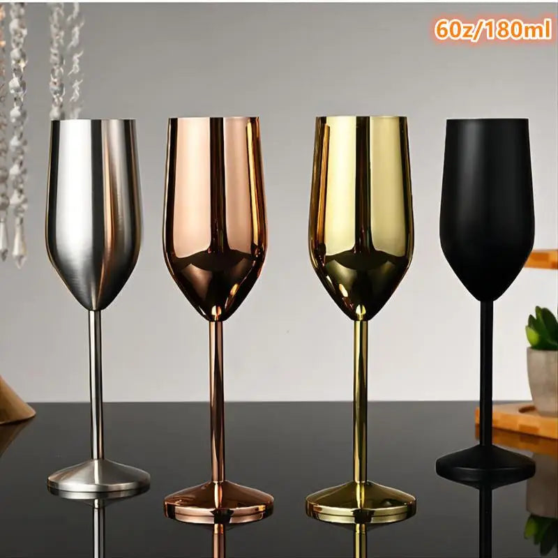 Stainless Steel Champagne Goblet – Gold & Silver Gift Glass Champagne Goblet Nixie