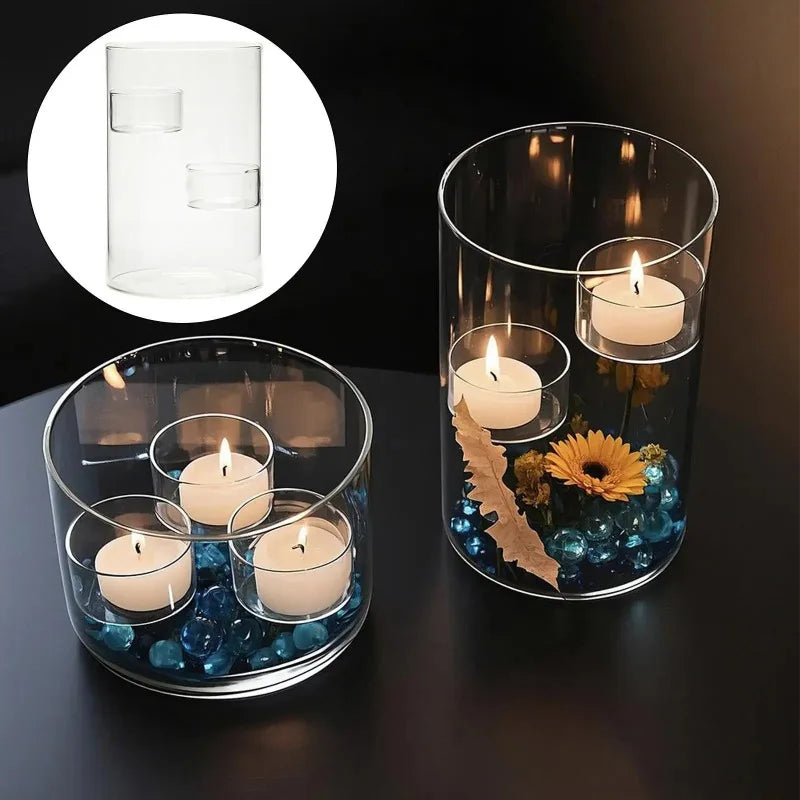 Glass Cylinder Candle Holder for Tea Light | Elegant Decor Glass Candle Holder Nixie
