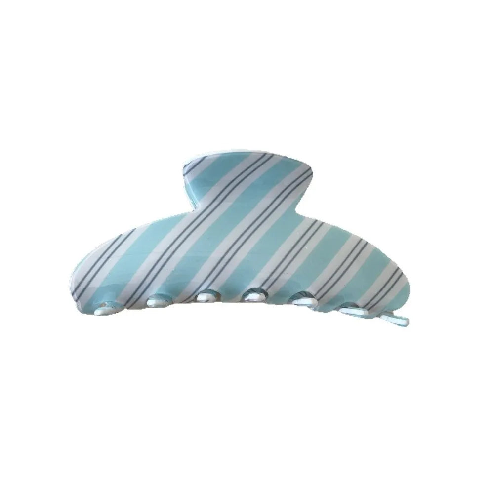 Blue Stripe Geometric Hair Claw Clip – Semicircle Barrette Hair Claw Clip Nixie