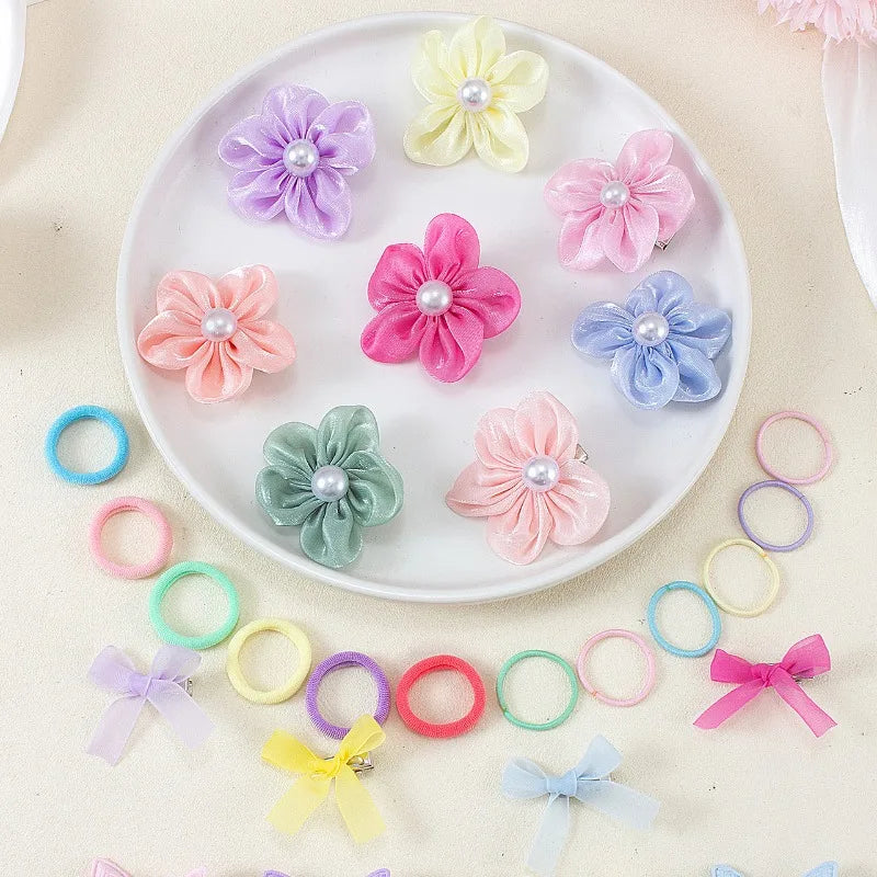 134-Piece Bow Hair Clips, Hairbands & Ponytail Holders Set