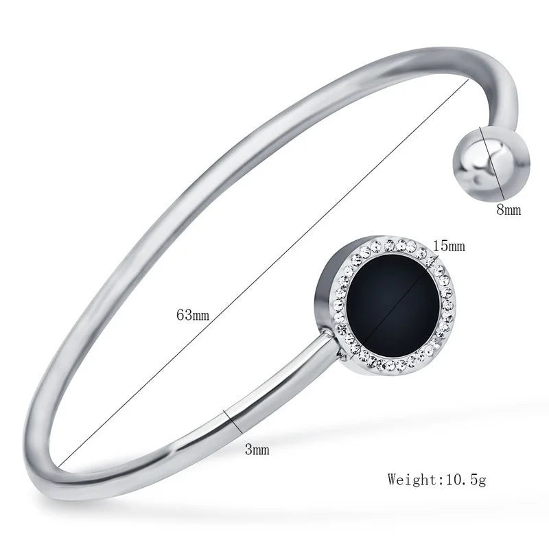 Stainless Steel Crystal Cuff Bracelet – Women's Fashion Bangle Cuff Bracelet Nixie