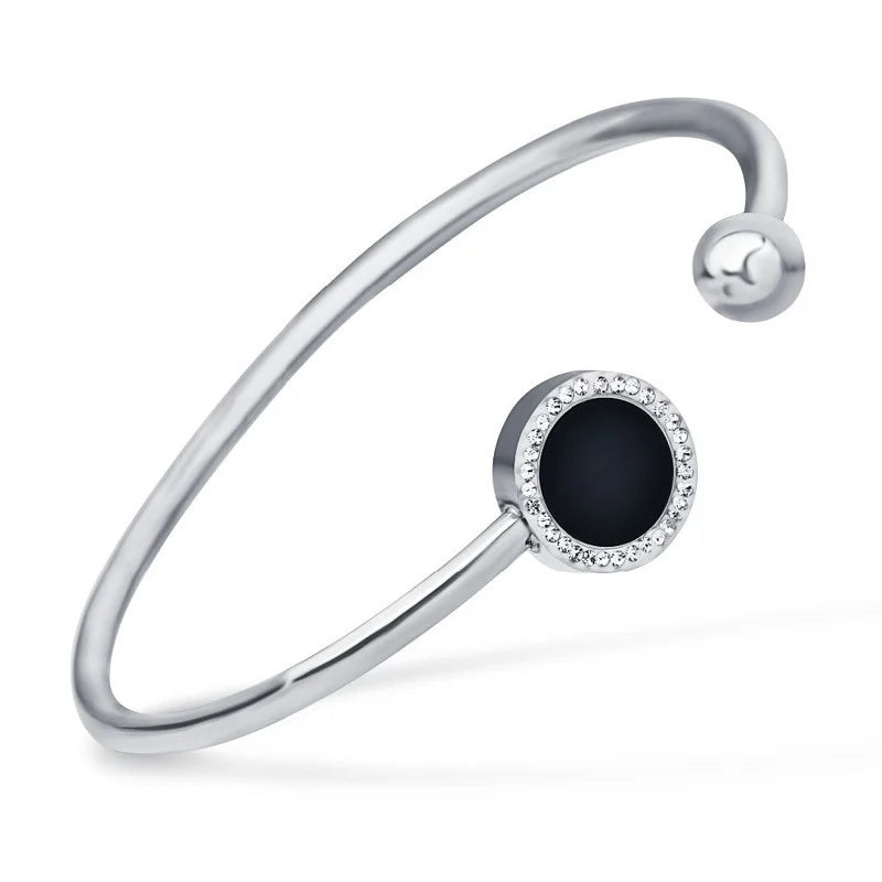 Stainless Steel Crystal Cuff Bracelet – Women's Fashion Bangle Cuff Bracelet Nixie