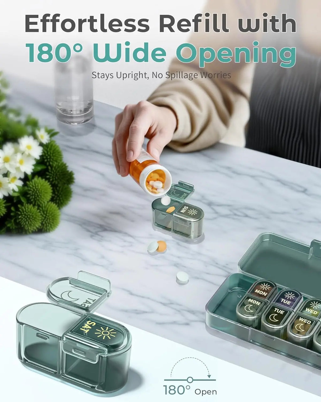7-Day AM/PM Pill Organizer – 14-Compartment Weekly Pill Box Weekly Pill Organizer Nixie